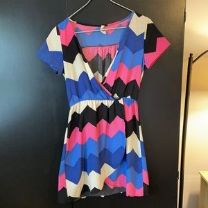 Geometric Wrap Mini Dress